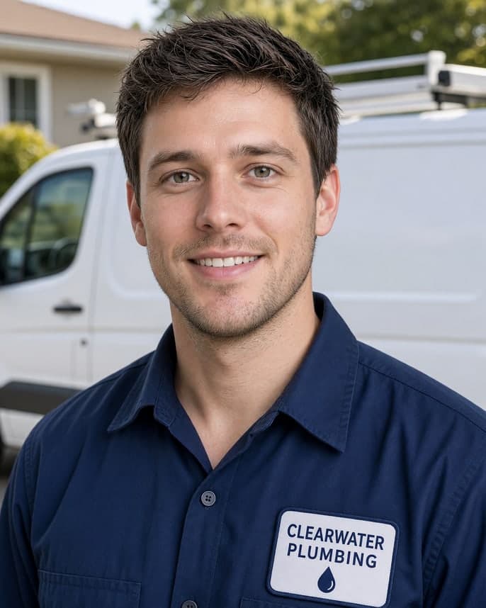 Sam Delgado, technician at Clearwater Plumbing Co.