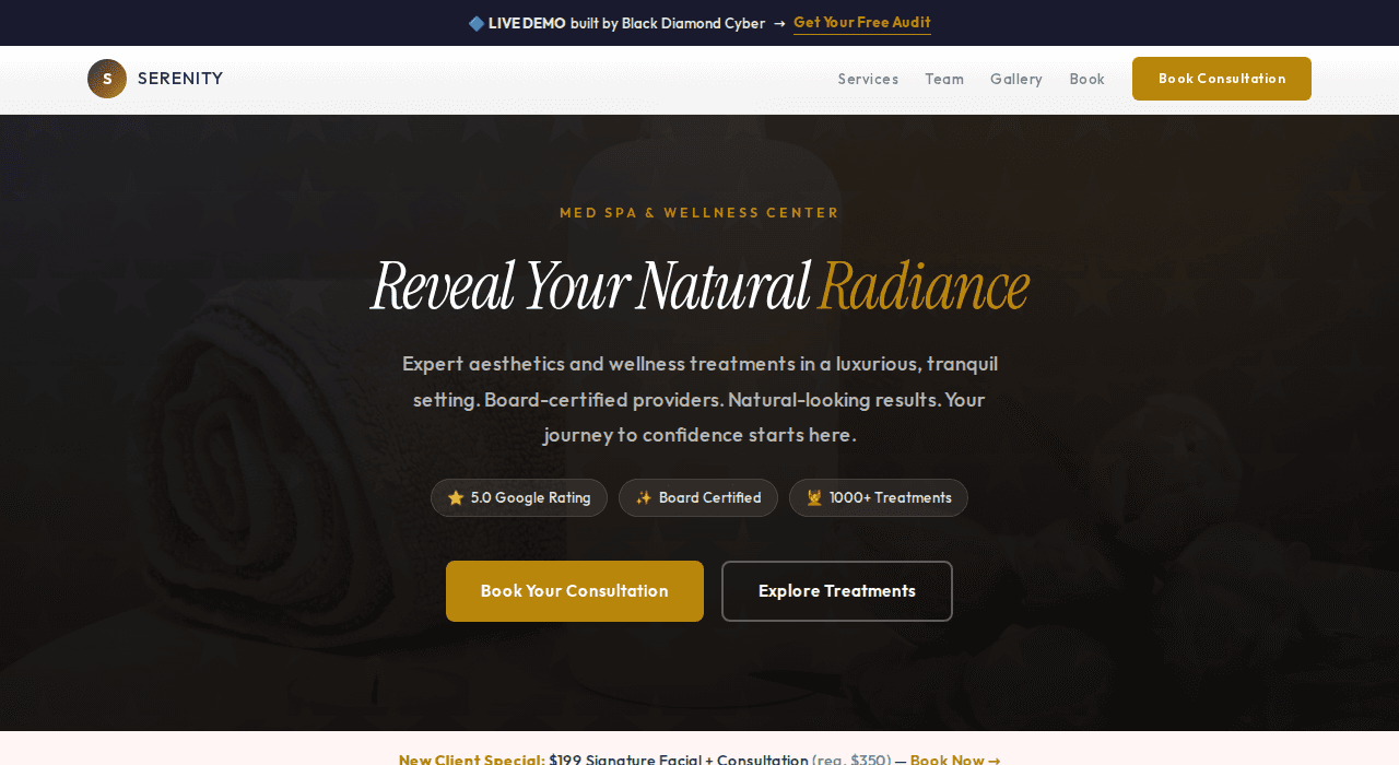 Serenity Med Spa website