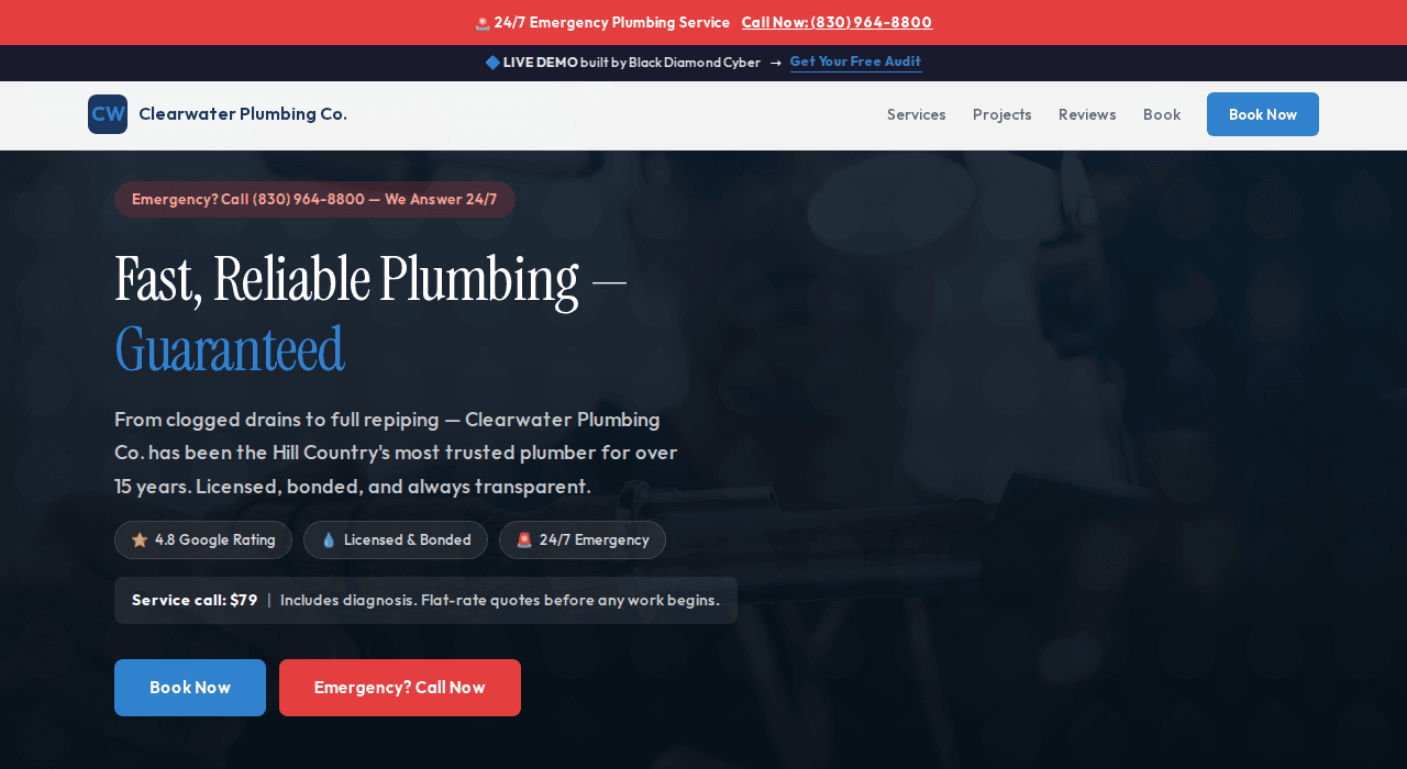 Clearwater Plumbing Co. website