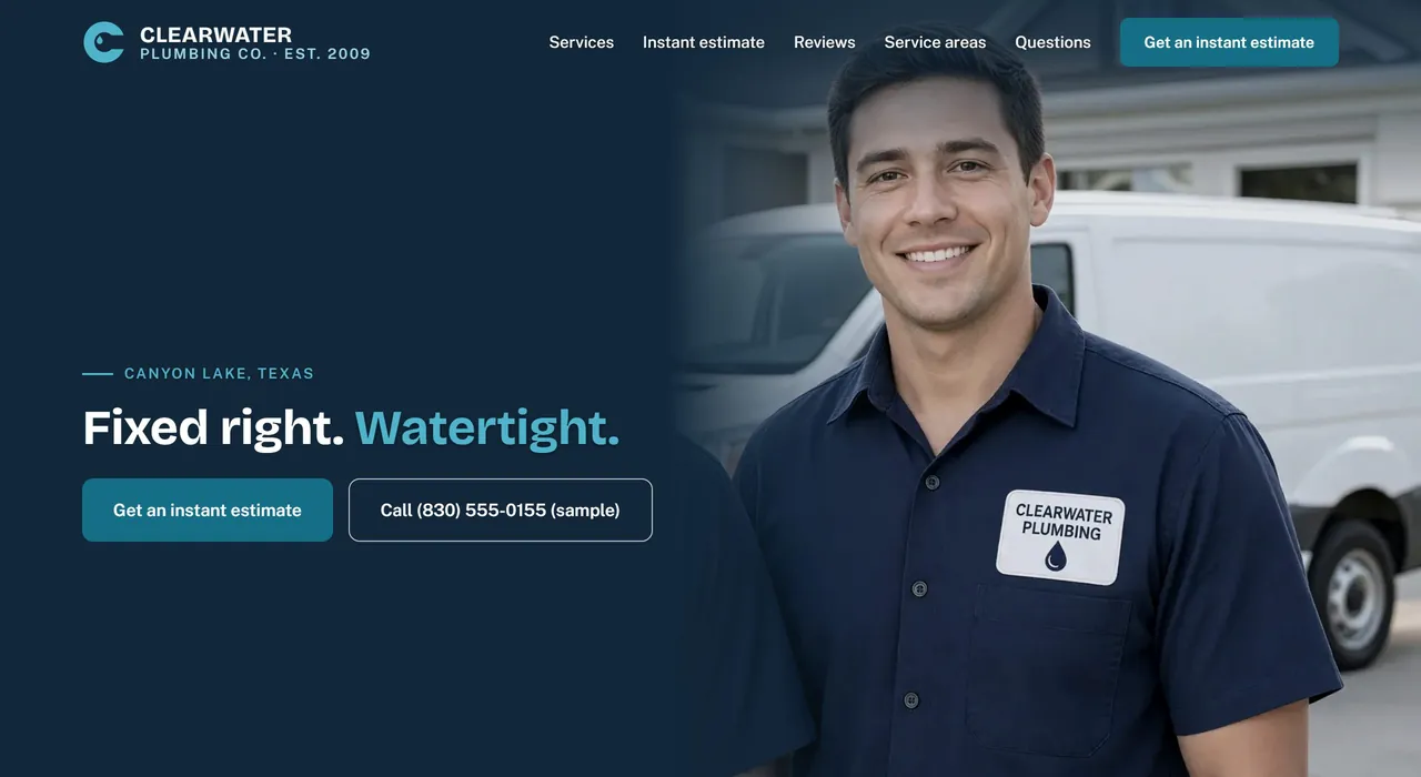 Clearwater Plumbing Co. website preview