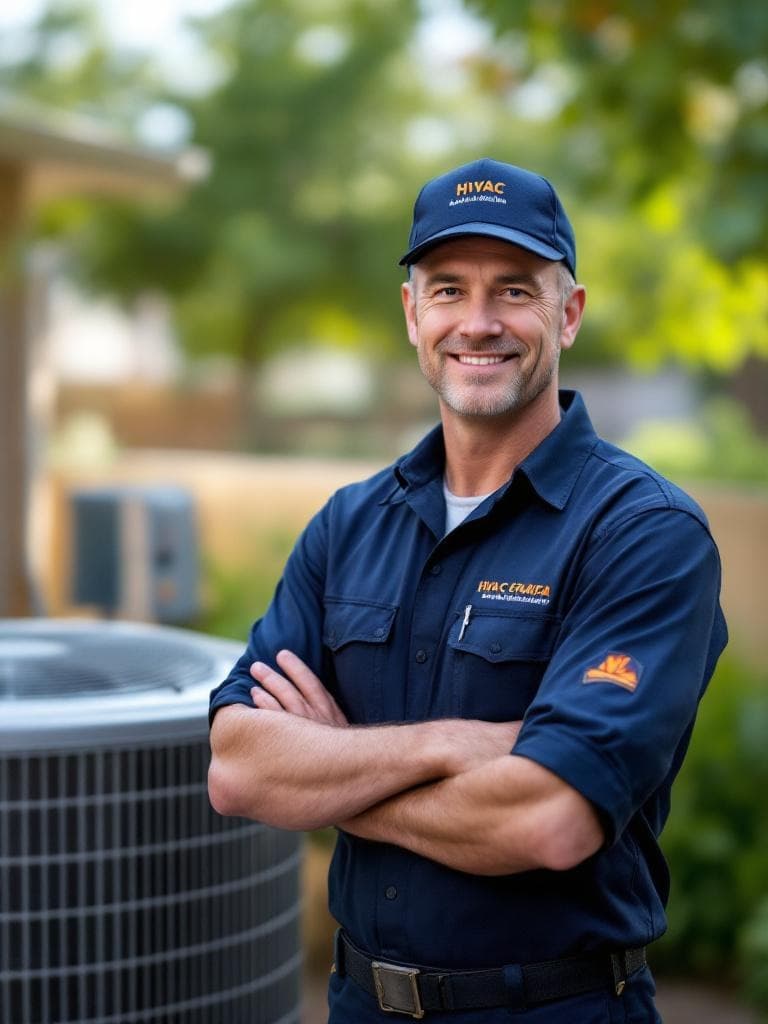 HVAC technician servicing outdoor unit